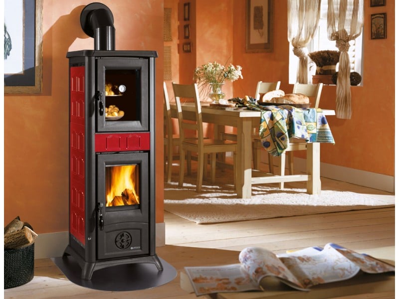 Piec kominkowy La Nordica GEMMA FORNO.165 CERAMICA z piekarnikiem bordowy