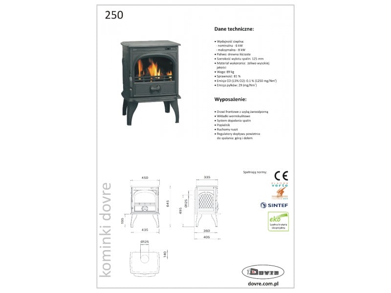 Piec kominkowy Dovre 250 | Dobry Kominek